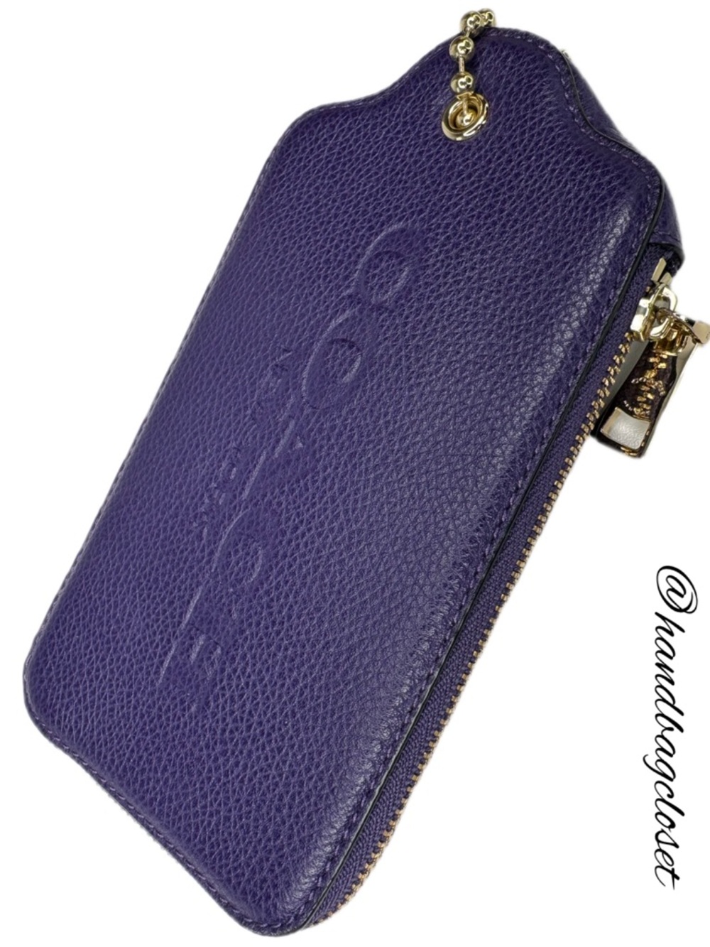 COACH HANGTAG WRISTLET MULTIFUNCTION CASE LEATHER F52390 PURPLE WALLET - Picture 8 of 13